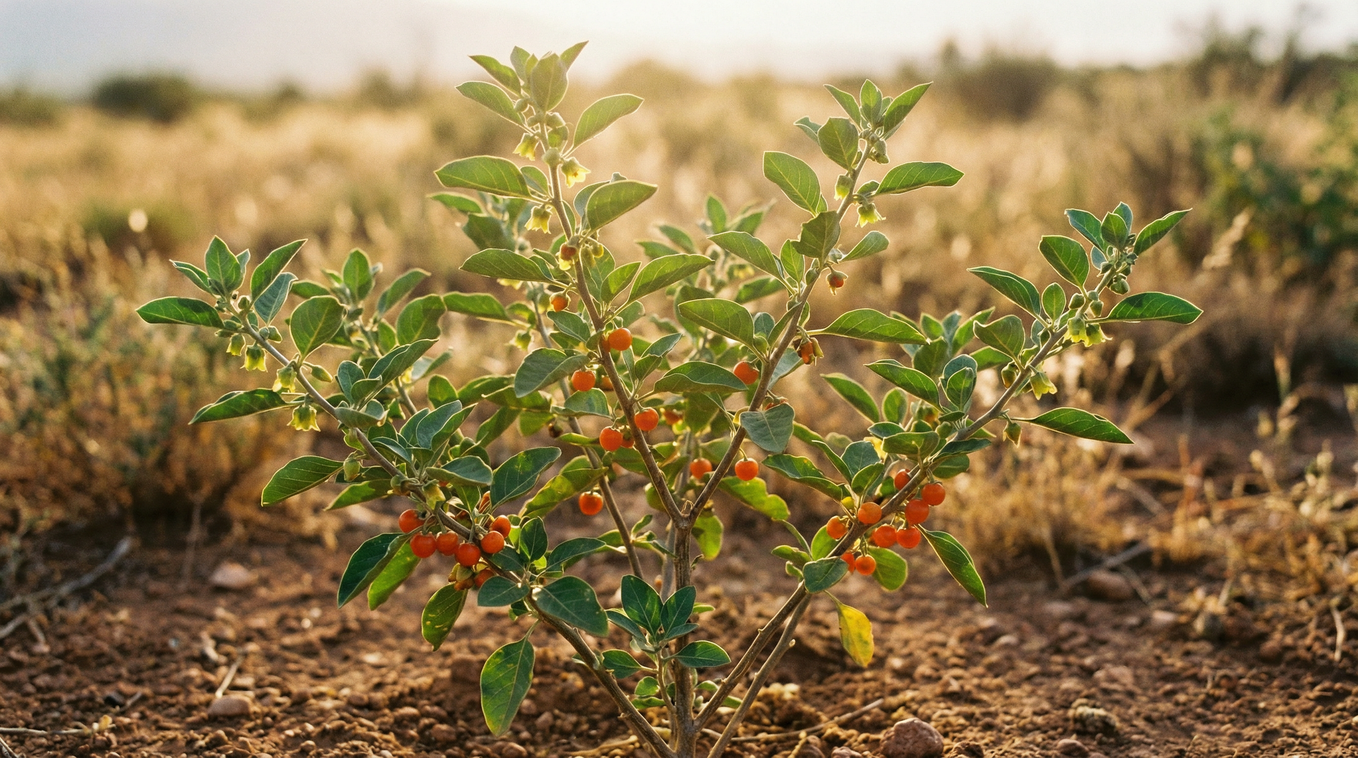 Ashwagandha plant (Withania somnifera) in natural habitat